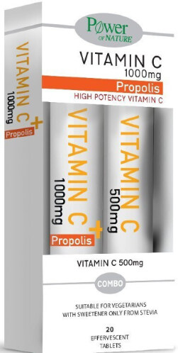 Power Of Nature Vitamin C 1000mg Propolis 20 αναβράζοντα δισκία & Vitamin C 500mg 20 αναβράζοντα δισκία