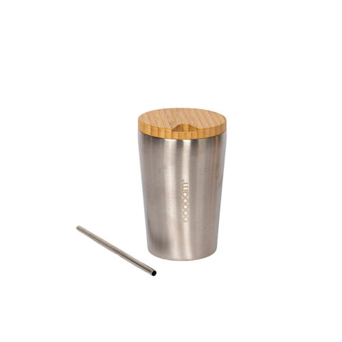 Boobam Cup Lite Ποτήρι Θερμός με Καλαμάκι Ασημί 350ml