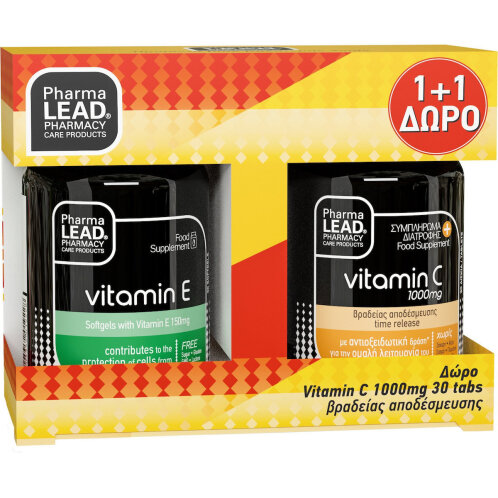 Pharmalead Promo Vitamin E 150mg, 30 Μαλακές Κάψουλες & ΔΩΡΟ Vitamin C 1000mg, 30 Ταμπλέτες