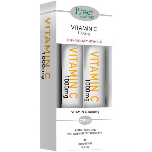 Power Health Vitamin C Βιταμίνη για Ανοσοποιητικό 1000mg Πορτοκάλι 2 x 20 αναβράζοντα δισκία