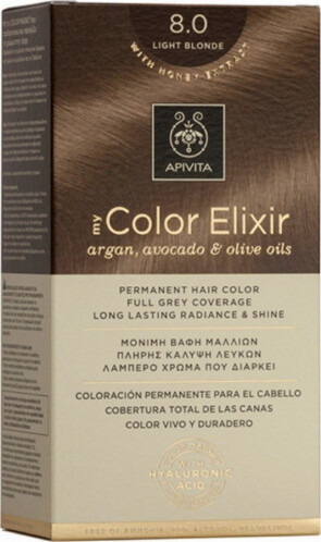 Apivita My Color Elixir Μόνιμη Βαφή Μαλλιών No 8.0 Ξανθό Ανοιχτό 1 τεμάχιο