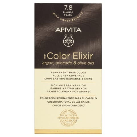 Apivita My Color Elixir Μόνιμη Βαφή Μαλλιών με Έλαιο Ελιάς, Argan και Αβοκάντο 7.8 Ξανθό Περλέ