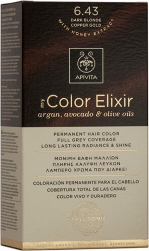 Apivita My Color Elixir Μόνιμη Βαφή Μαλλιών No 6.43 Ξανθό Σκούρο Χάλκινο Μελί 1 τεμάχιο