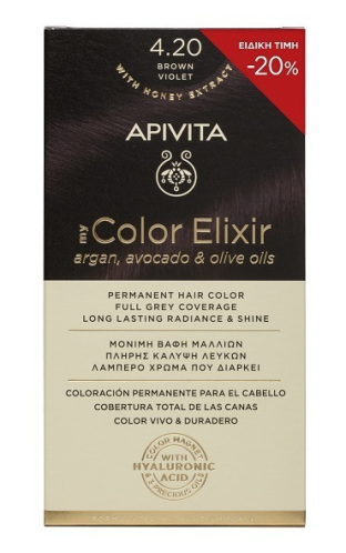 Apivita Color Elixir Βαφή Μαλλιών N4,20 καστανό βιολετί