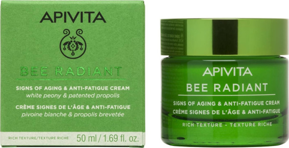 Apivita Bee Radiant White Peony & Patented Propolis Rich Ενυδατική & Αντιγηραντική Κρέμα Προσώπου Ημέρας για Ξηρές Επιδερμίδες με Υαλουρονικό Οξύ 50ml