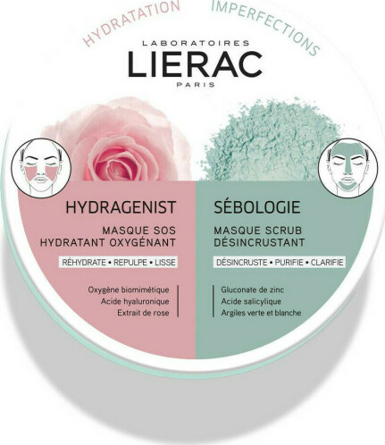 Lierac Duo Masques Hydragenist & Sebologie Εντατική Ενυδάτωση & Βαθύς Καθαρισμός 2X6ml