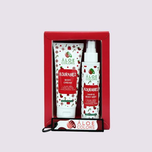 Aloe Colors Kourabies Christmas Gift Set Body Cream 100ml & Hair – Body Mist 100ml & Δώρο Μπρελόκ