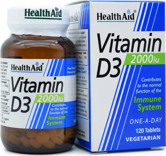 Health Aid Vitamin D3 Βιταμίνη για Ανοσοποιητικό 2000iu 120 φυτικές κάψουλες