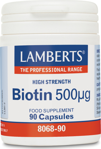 Lamberts Biotin Βιταμίνη για τα Μαλλιά, τo Δέρμα & τα Νύχια 500mcg 90 κάψουλες