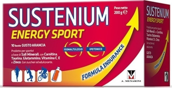 Menarini Sustenium Energy Sport Συμπλήρωμα Διατροφής για Αθλητές Πορτοκάλι 10 φακελίσκοι