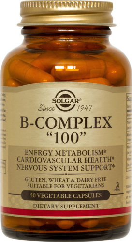 Solgar B-Complex 100 Βιταμίνη για Ενέργεια, τα Μαλλιά & τo Δέρμα 50 φυτικές κάψουλες