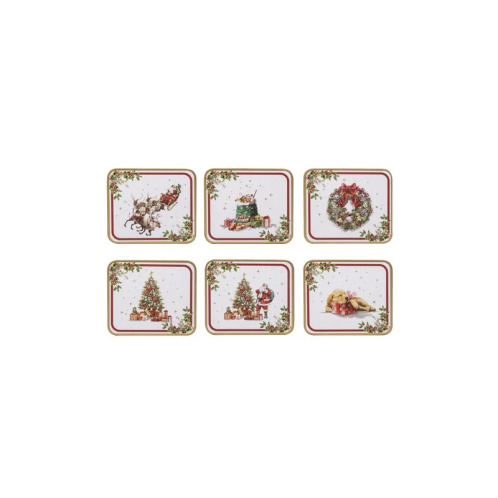 Ashdene Σουβέρ από Φελό 11x9.5x0.5cm Σετ 6 τεμαχίων Σε Συσκευασία Δώρου Spirit of Christmas Λευκό