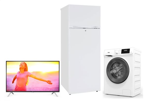 TCL Set Οικιακών Συσκευών Τηλεόραση 32" HD - Πλυντήριο Ρούχων Α+++ 6kg - Ψυγείο 207L Defrost