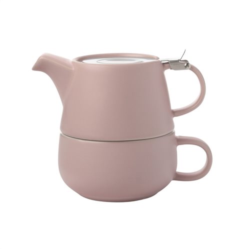 Maxwell & Williams Tea For One Κεραμικό Ροζ Tint Φλιτζάνι με Τσαγιέρα 450ml